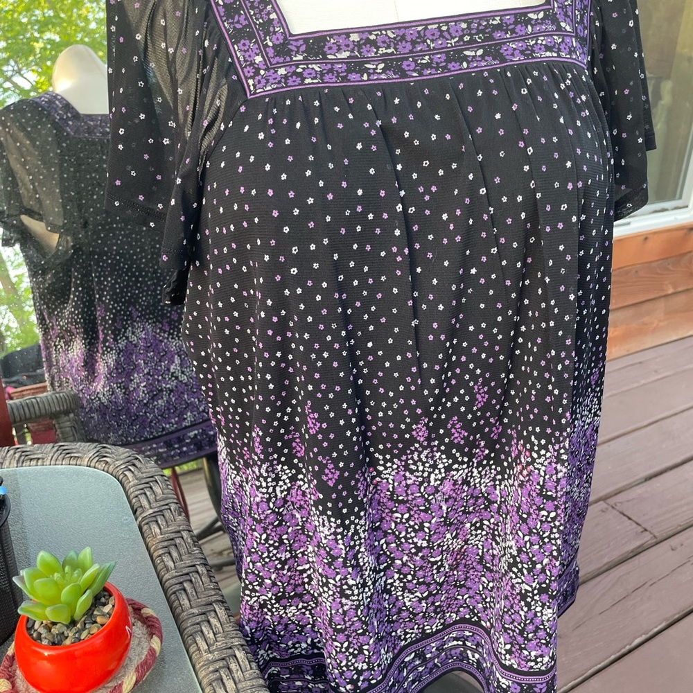 Black and Purple Patterned Top